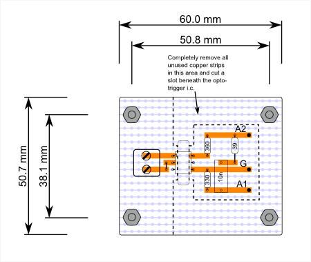 Output stage stripboard layout