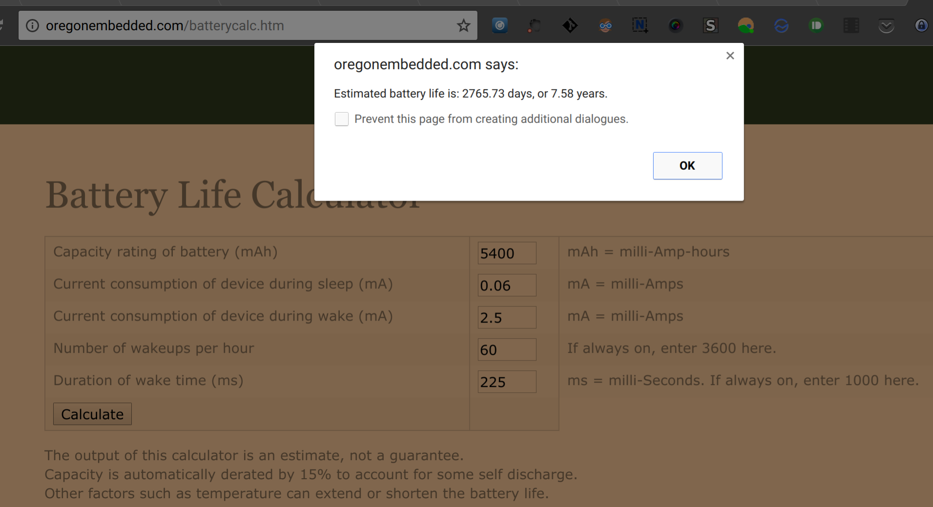 emonth V2 estimated battery life