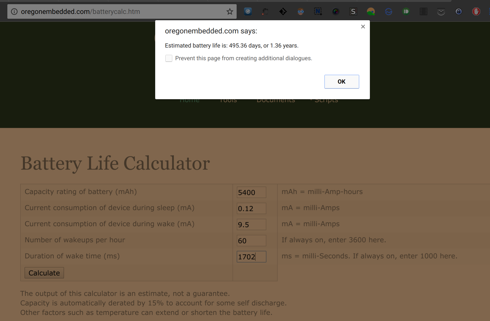 emonth V1 estimated battery life