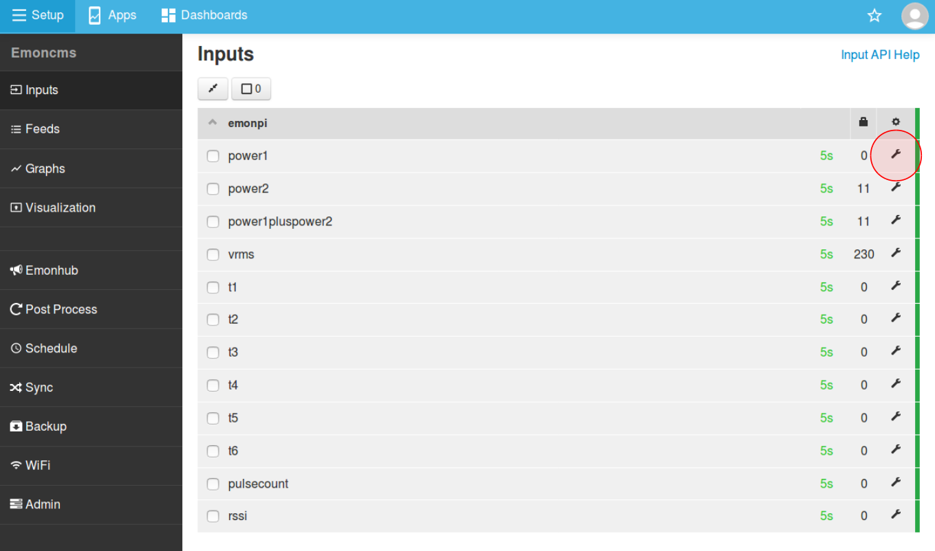 Emoncms Inputs