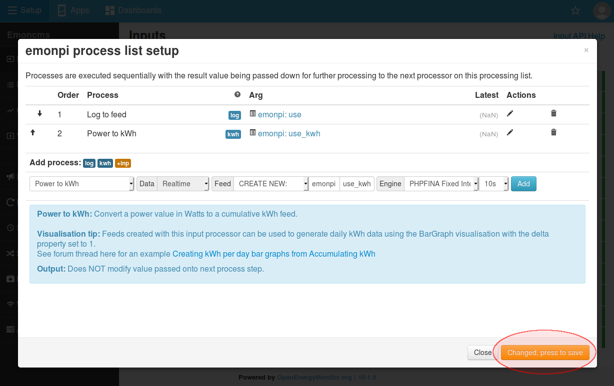 Input Processes List View